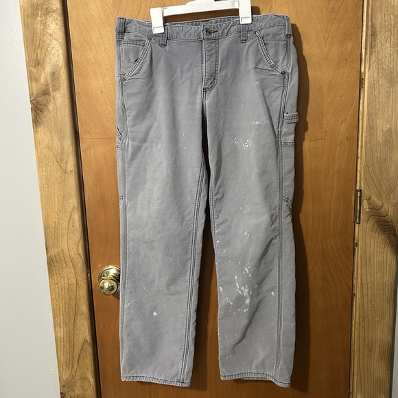 Carhartt Pants - Carhartt‎ Pants Womens 14 Fleece Lined Carpenter Original Fit Canvas Bleached